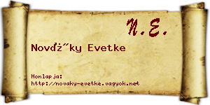 Nováky Evetke névjegykártya